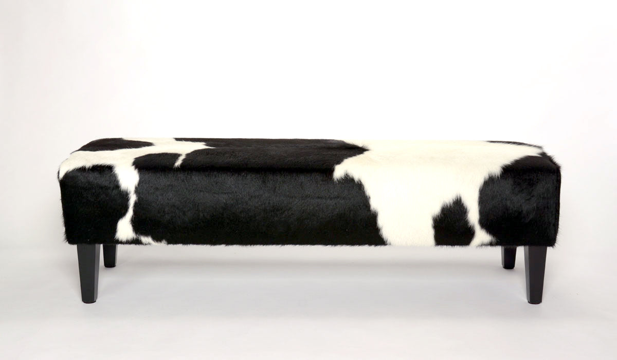 Premium Cowhide Ottoman with Sturdy Wood Legs - 59