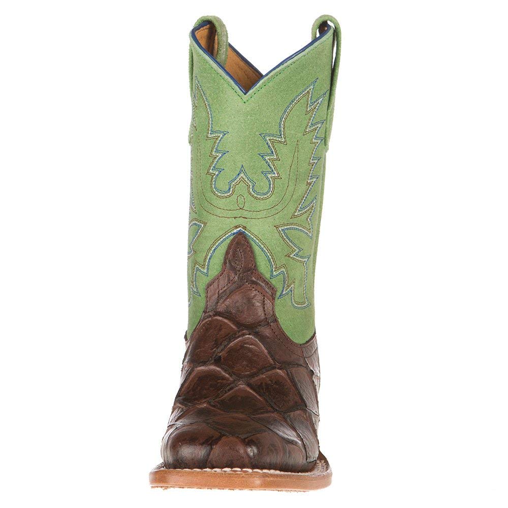Anderson Bean Horse Power Men's Square Toe Cowboy Boots - Fish Print Leather, Brown, Size 10 D(M) US - Perfect for Western Rodeo, Country Dancing & Ranch Work