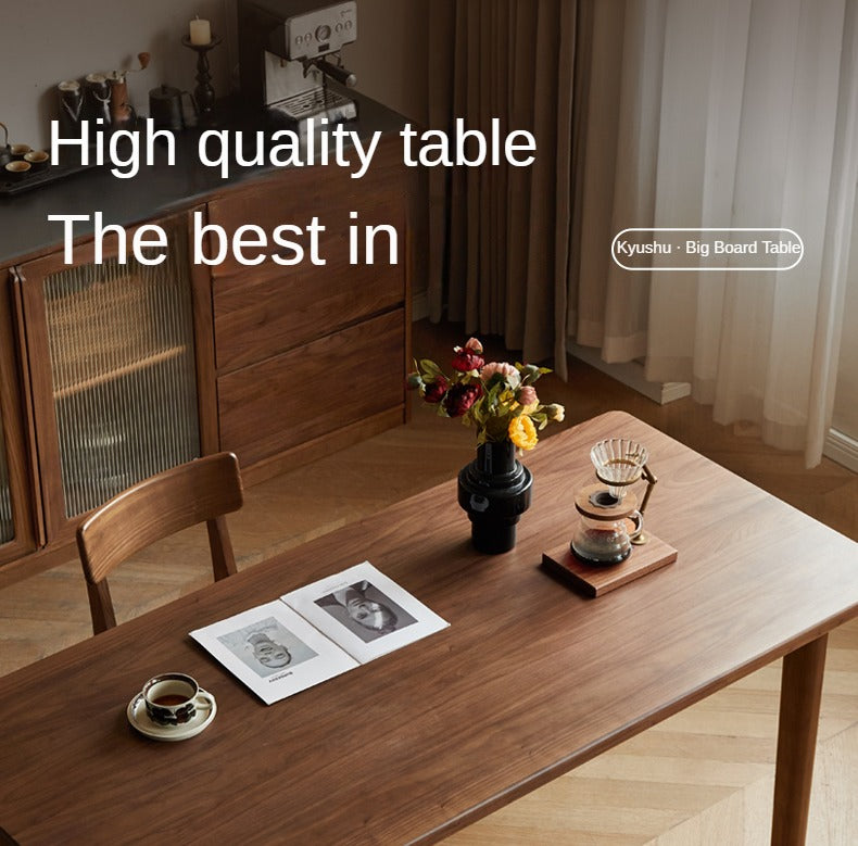 Premium Black Walnut Solid Wood Modern Dining Table - Large Rectangular Farmhouse Style for Kitchen, Dining Room & Open Concept Living Spaces