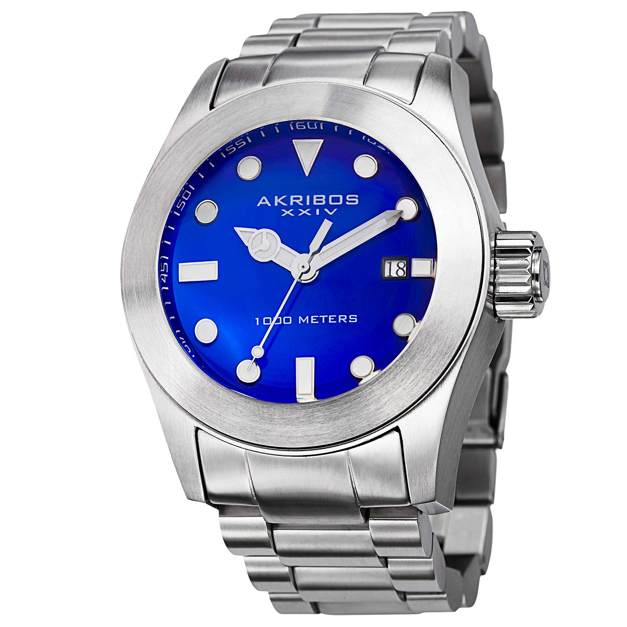 Akribos XXIV AK730 Men's Luxury Watch - Bold Luminescent Hour Markers, Glossy Dial & Stainless Steel Bracelet - Perfect for Business, Formal Events & Everyday Wear