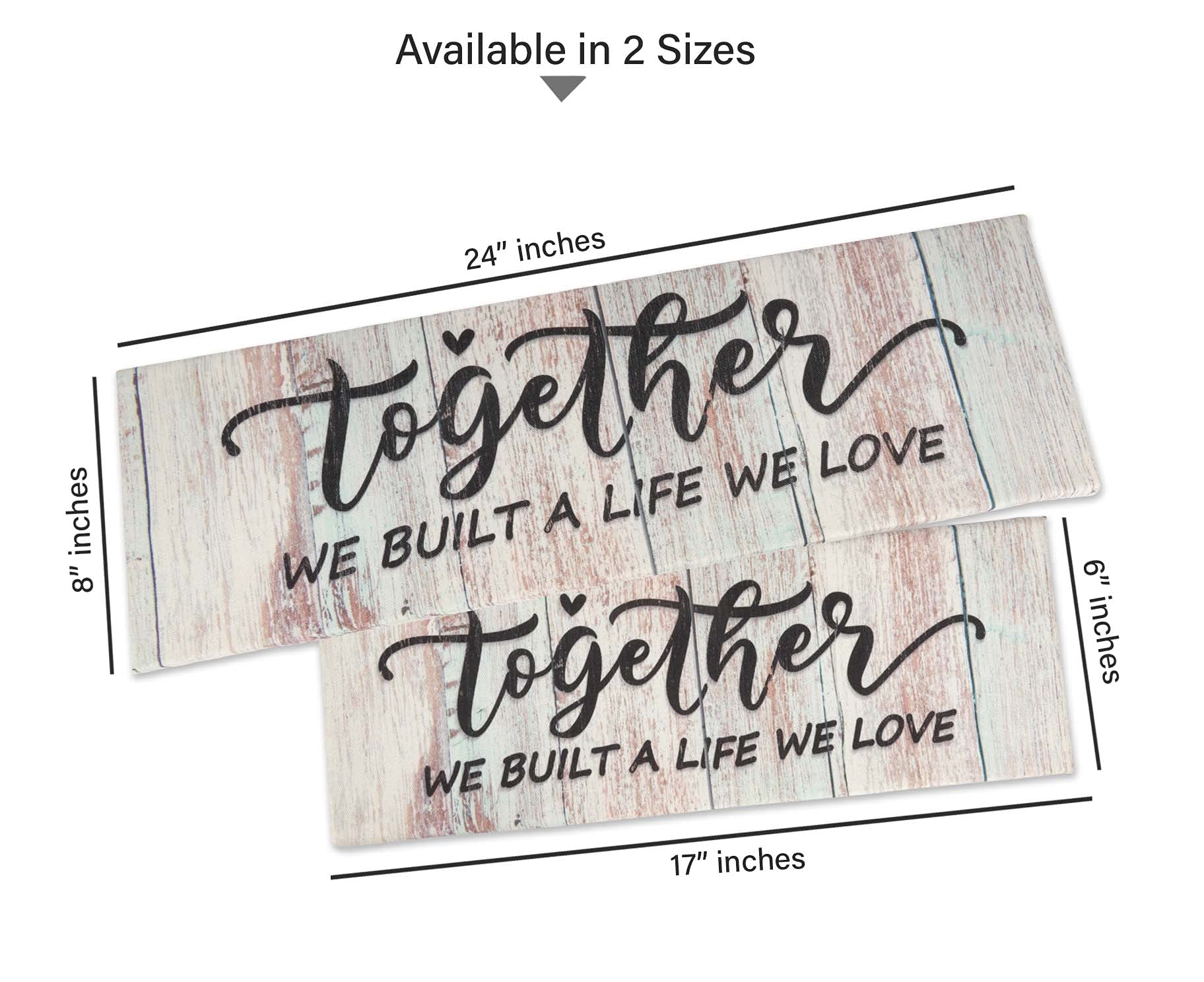 Together We Built A Life We Love - 6x17 Inch Rustic Farmhouse Wall Art Sign, Stretched Canvas Quote Decor for Living Room, Bedroom & Home Office