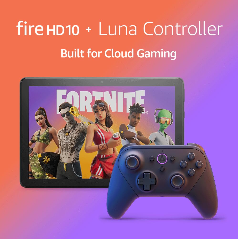 Amazon Fire HD 10 Tablet (10.1 Inch, 32GB, Black) with Luna Controller - Full HD 1080p Gaming Bundle for Streaming & Mobile Gaming | Perfect for Cloud Gaming, Entertainment & Travel