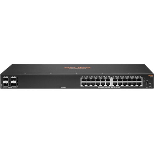 Aruba 6100 24-Port Gigabit Ethernet Switch with 4 SFP+ Slots | 10GBase-X | Layer 3 Support | Rack/Wall Mountable | Ideal for Small Business Networks & Data Centers