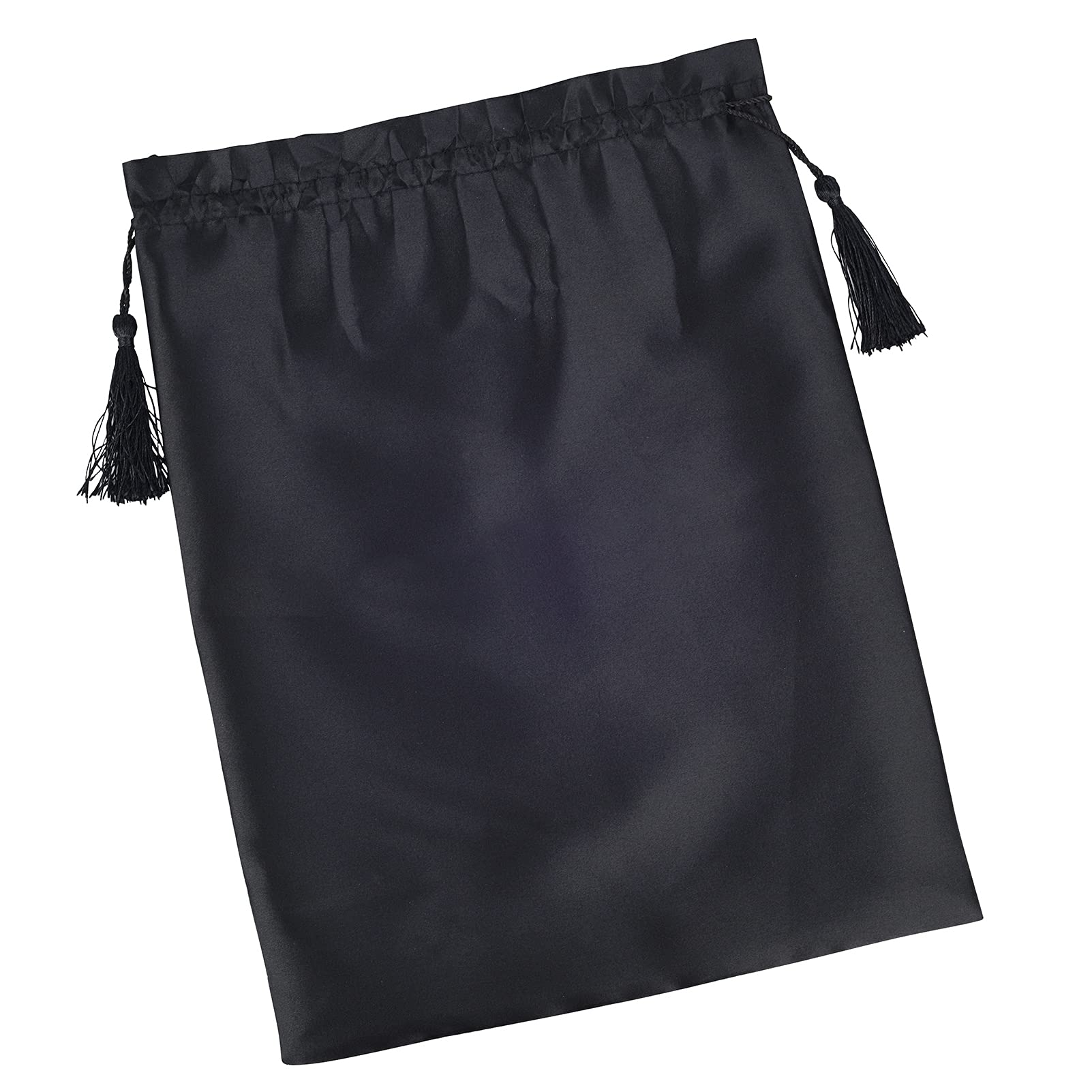 2 Pack Satin Wig Storage Bags with Drawstring & Tassel - Soft Hair Extension & Wig Pouches for Home, Salon, Travel - Black (Perfect for Organizing Wigs, Weaves & Hair Bundles)