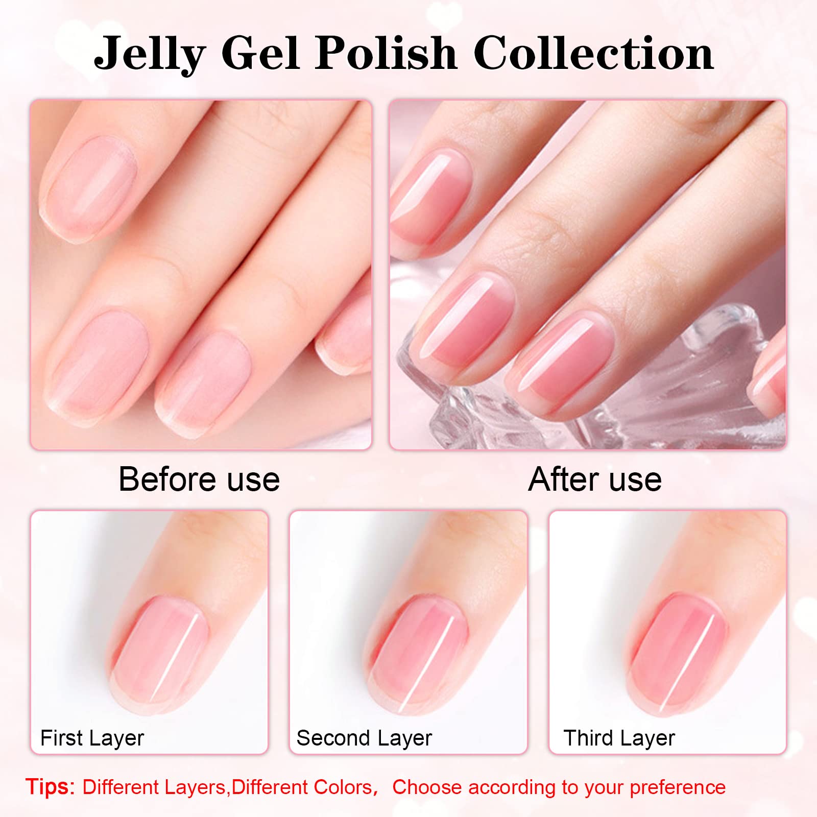 2PCS Milky White Jelly Gel Nail Polish Set - 15ml Pink Nude & Transparent White Soak Off LED Gel Varnish, Professional Nail Art Manicure Kit for Women | Perfect for Home Salon, DIY Nail Designs & Gift Giving