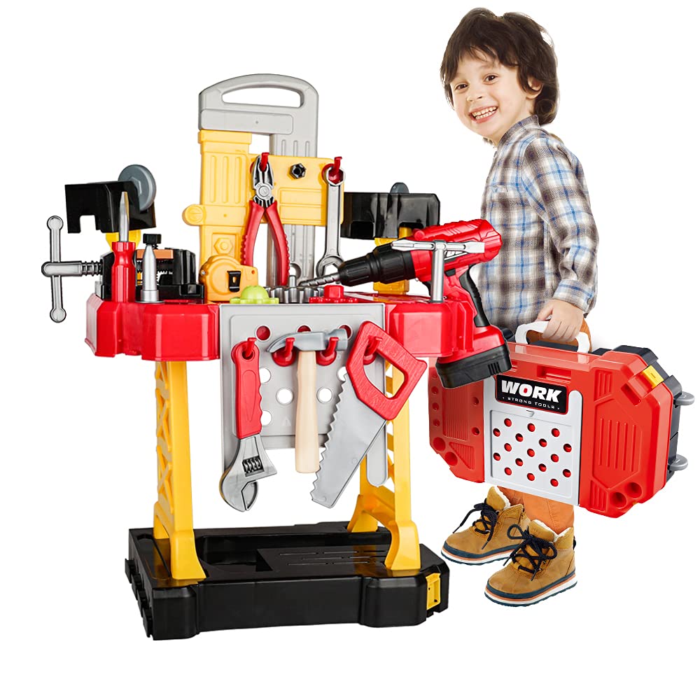 83-Piece Transformable Toy Workbench & Kids Tool Set with Electric Drill - Educational Pretend Play Construction Toy for Boys & Girls Ages 2-4 | Perfect for DIY Pretend Play, Birthday Gifts & Early Learning Development