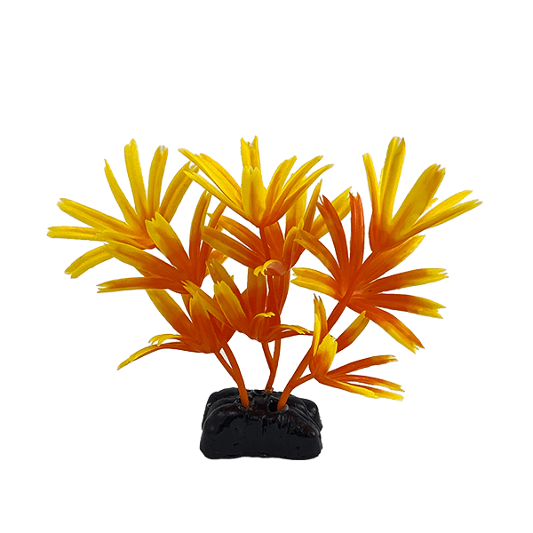 Premium Plastic Betta Fish Plants - Set of 3 Vibrant Orange Fan Palm Decorations for Aquarium | Perfect for Betta Tanks, Fish Bowls & Aquatic Habitats