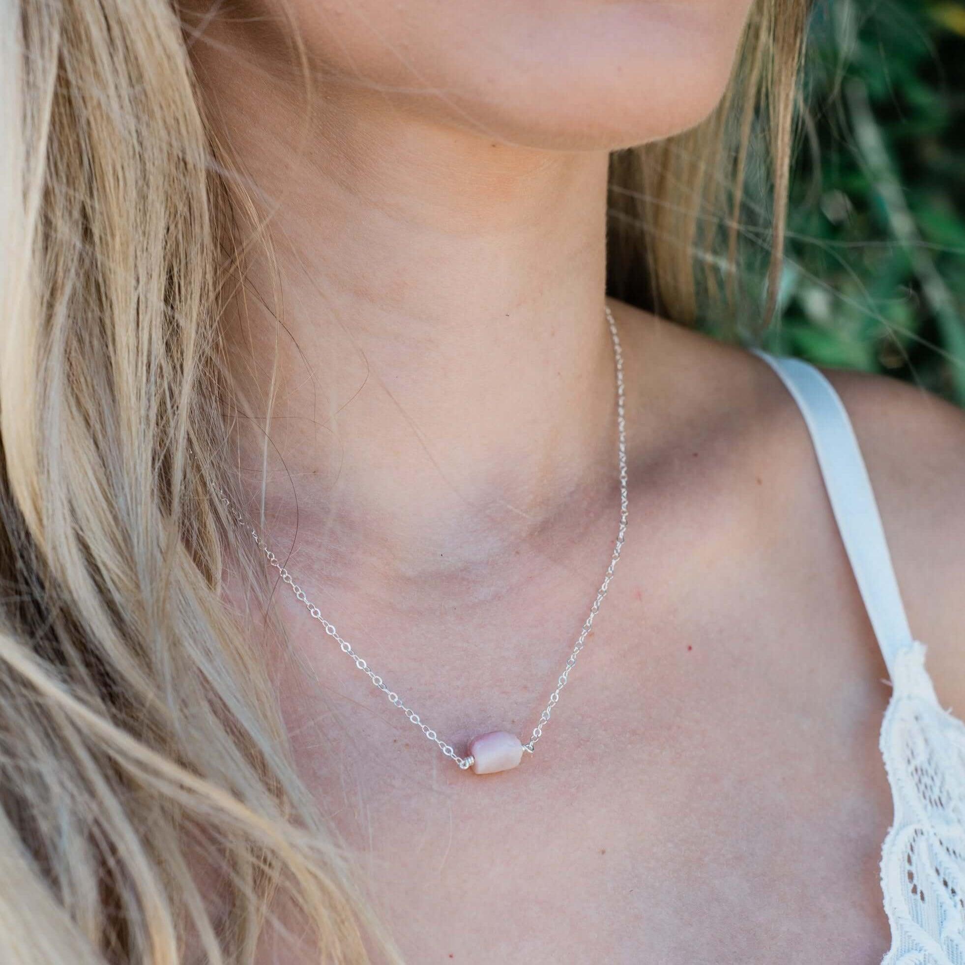 Natural Raw Pink Peruvian Opal Crystal Pendant Necklace for Women - Healing Stone Jewelry for Spiritual Energy & Chakra Balance | Perfect for Meditation, Yoga & Boho Fashion