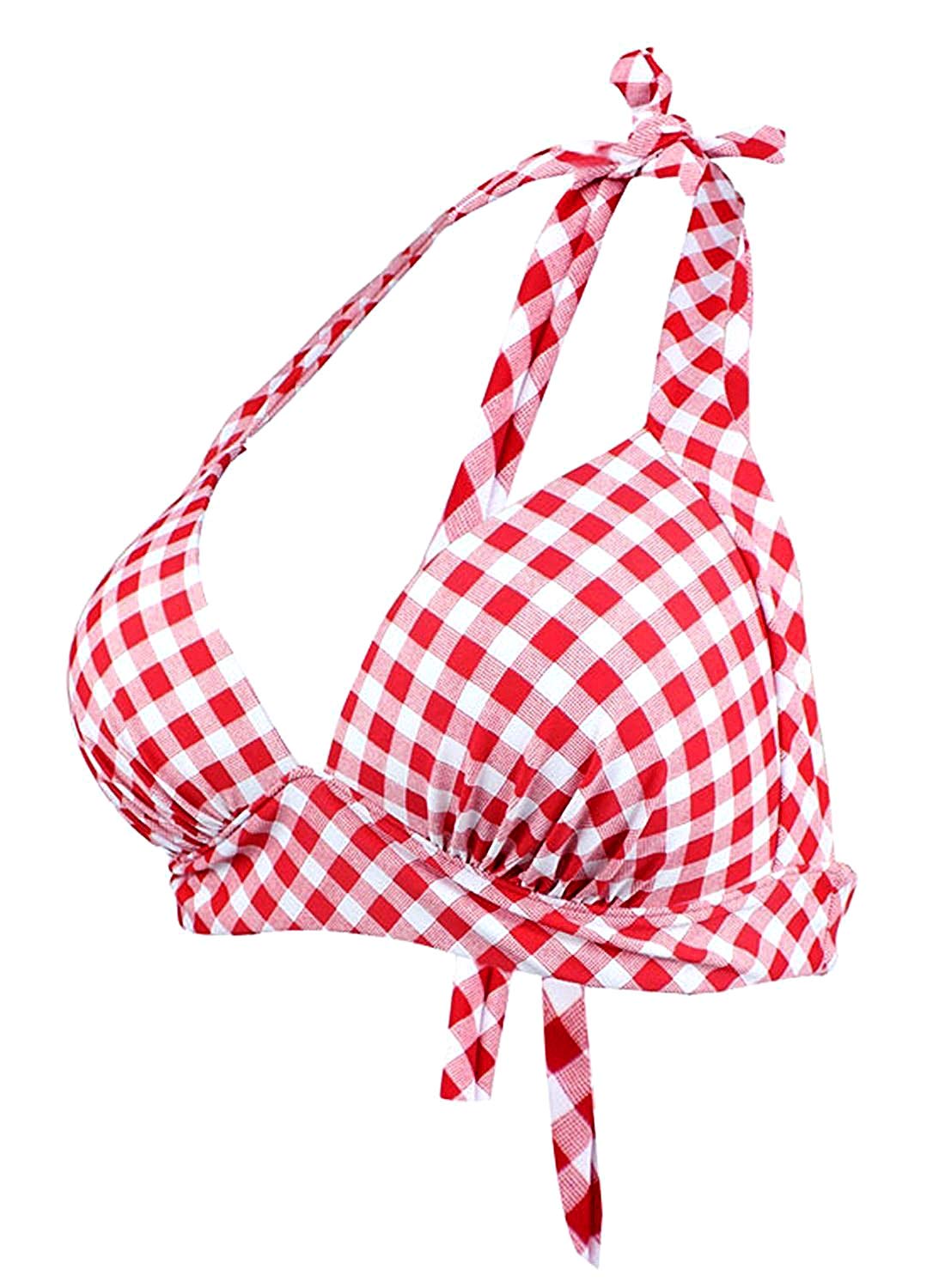 Vintage 50s Halter Neck Tie Knot Back Bikini Top for Women - Soft Molded Padding Swimwear, Bathing Suit Tops Only | Perfect for Beach, Pool & Summer Vacations