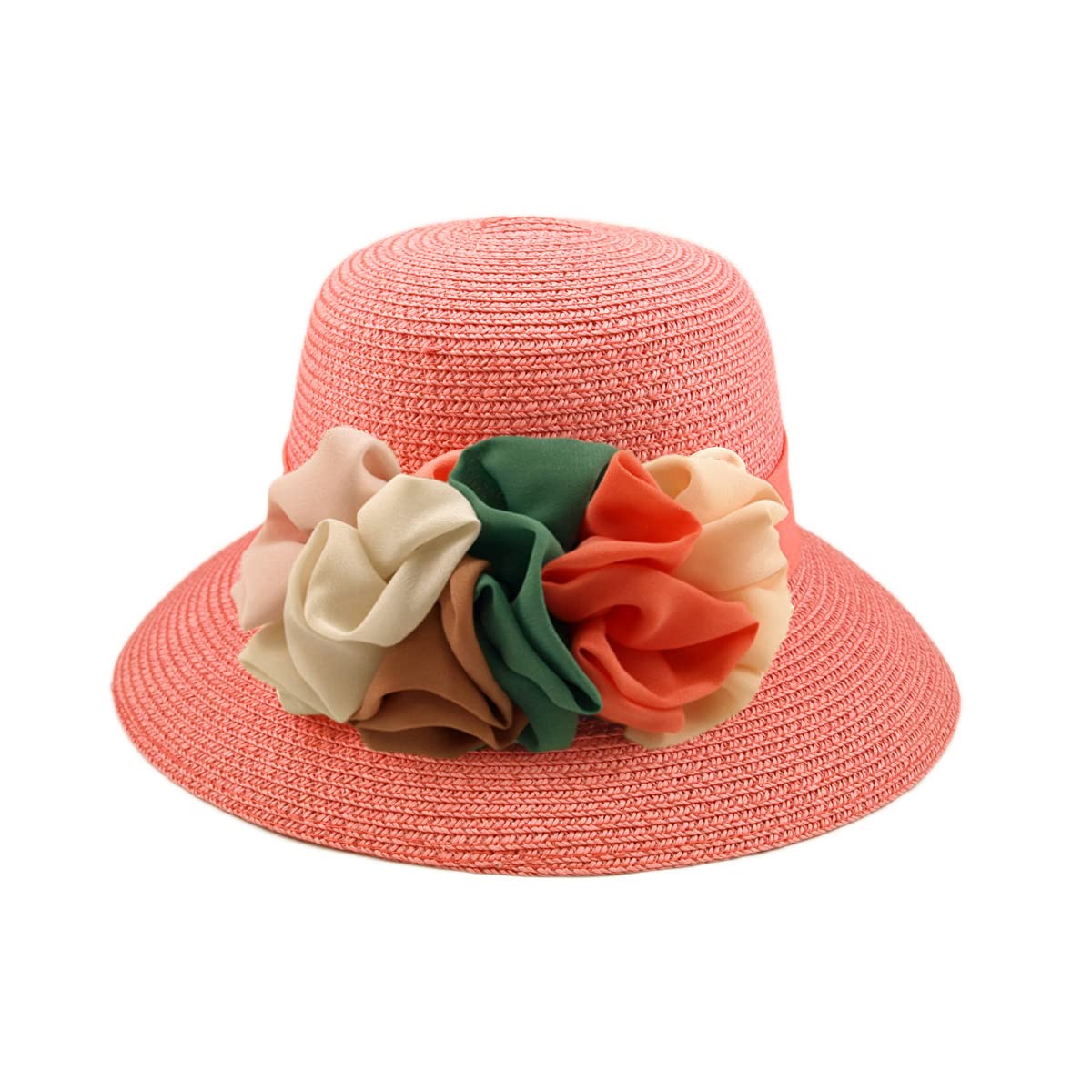 Deluxe Sun Hat with Flower Straw - for Beach & Outdoor