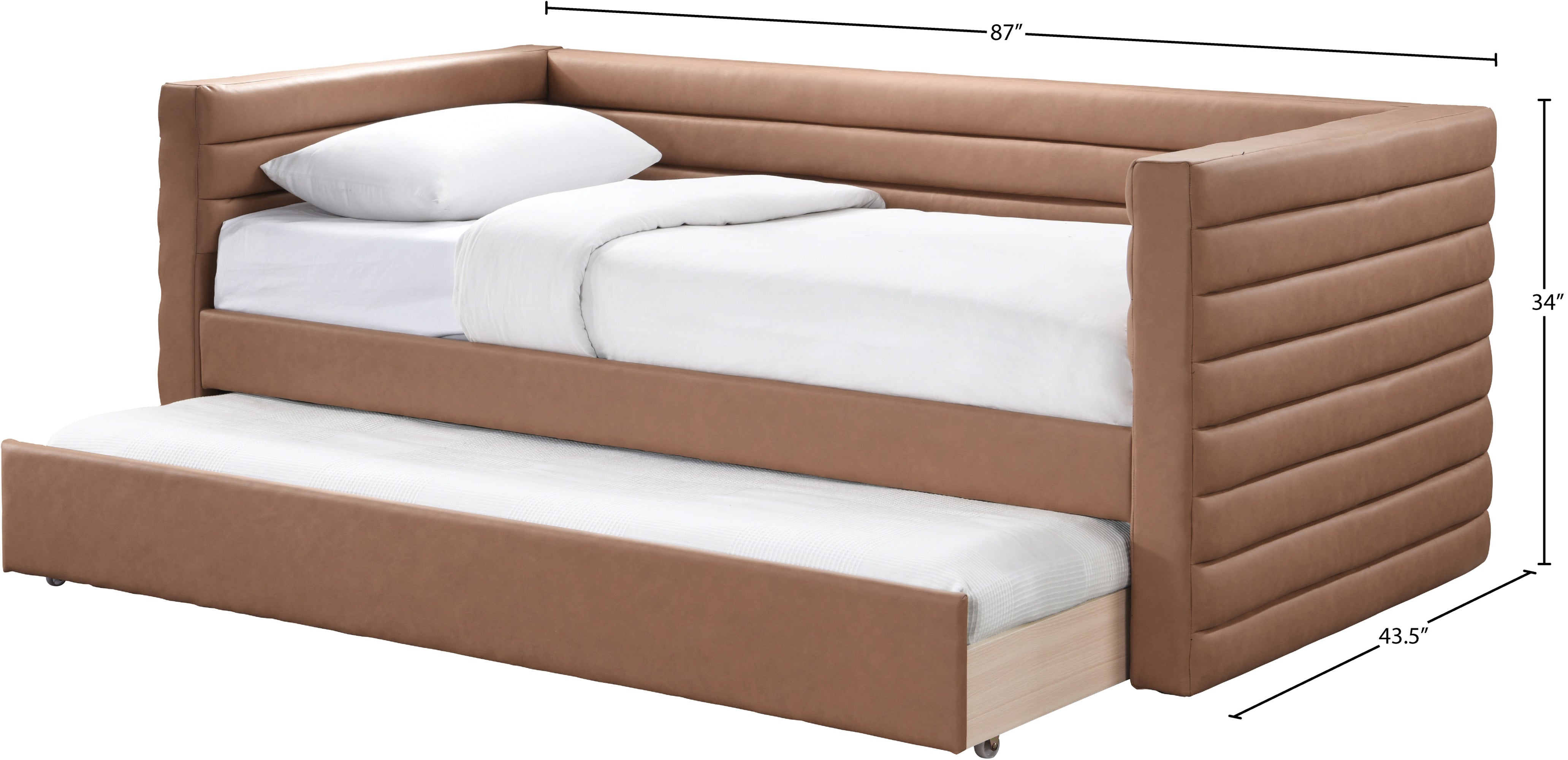 Beverly Vegan Leather Daybed - Modern Faux Leather Sofa Bed for Living Room, Guest Room & Small Spaces | Comfortable Sleeper Couch with Premium PU Leather