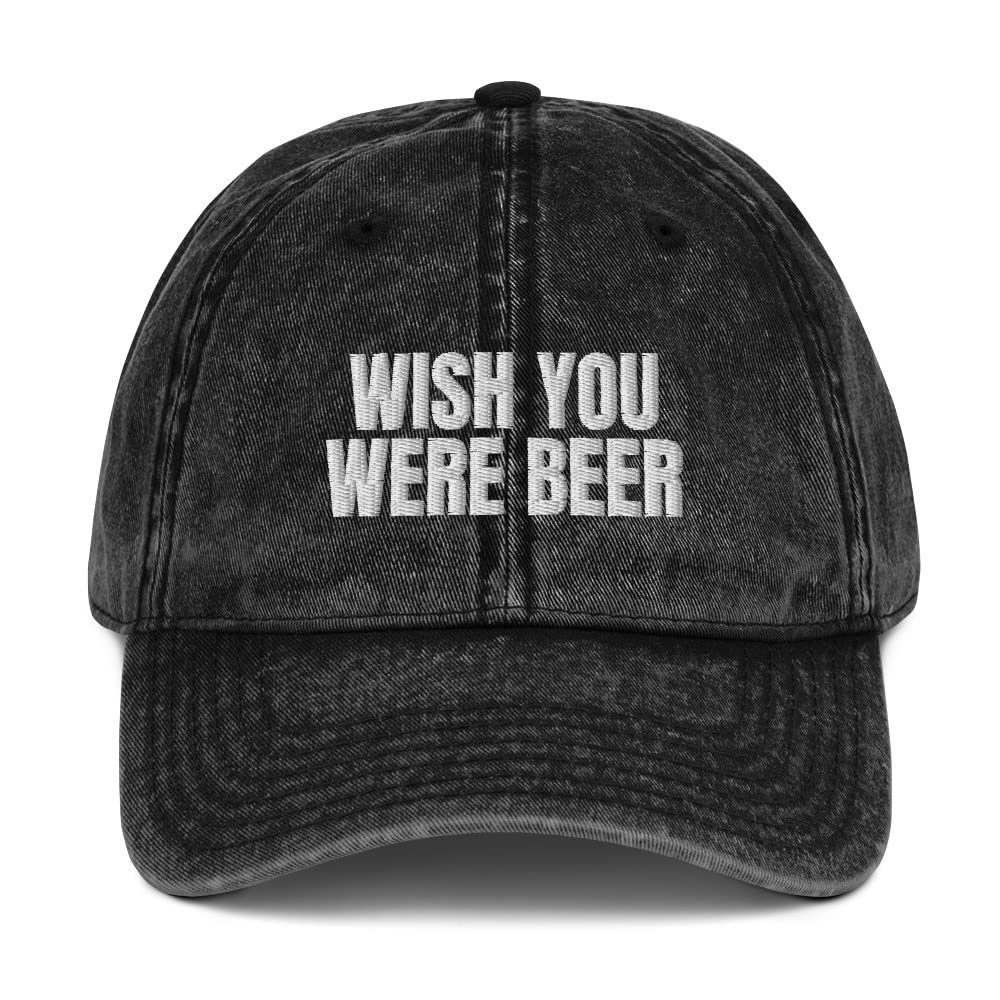 Funny Vintage Beer Hat for Men - I Wish You Were Beer Cap - Perfect for Parties, Tailgating & Gifts