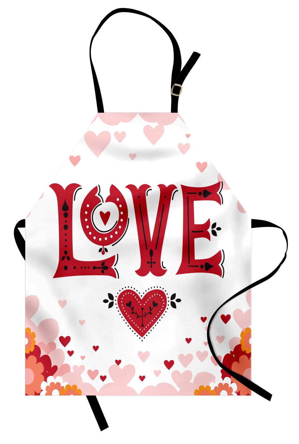 Vintage Valentine Apron with Hearts & Flowers - Unisex Kitchen Bib for Cooking, Baking, Gardening