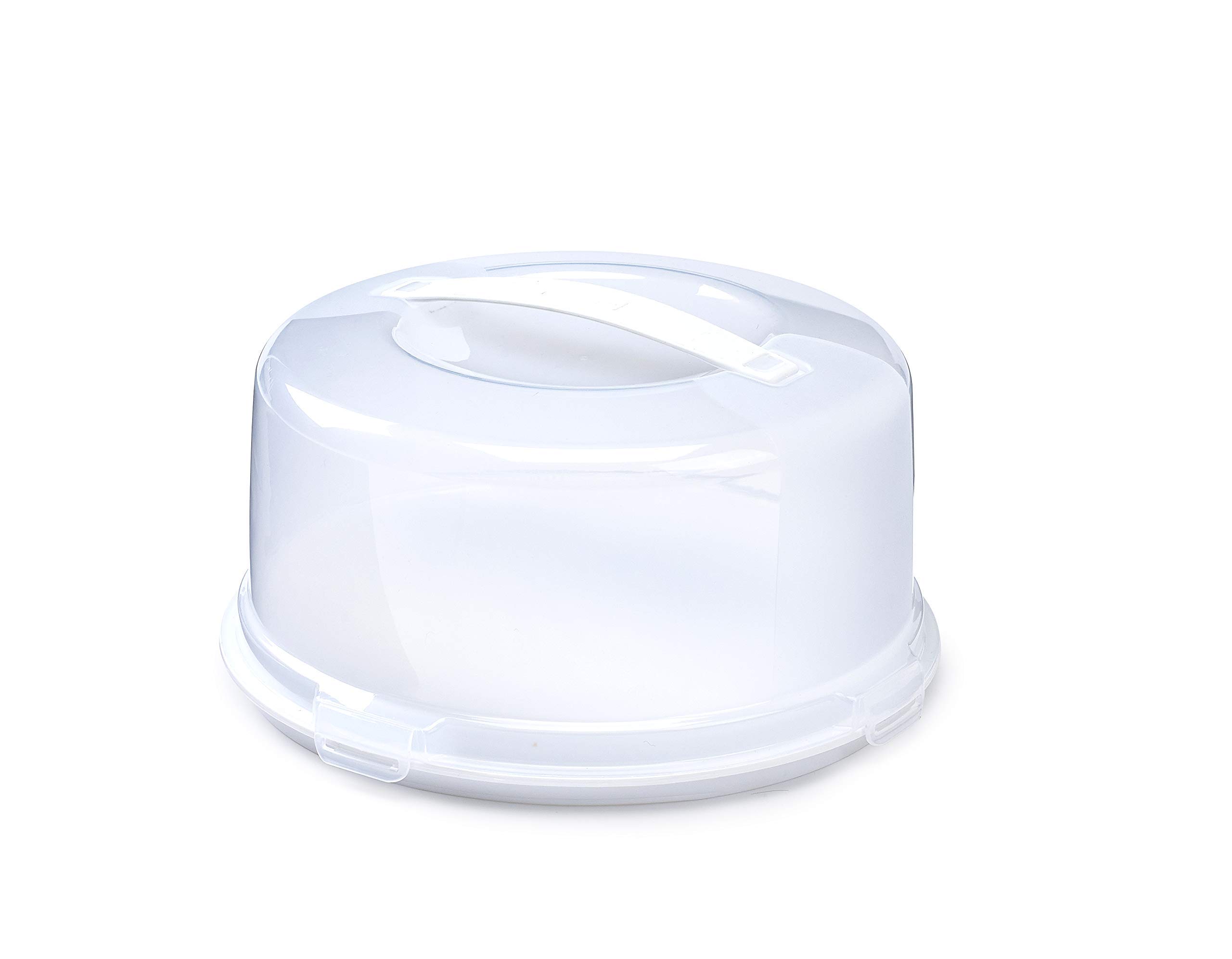 Whitefurze 10-Inch Round Plastic Cake Box - Durable & Leak-Proof for Birthday, Wedding & Party Desserts - White