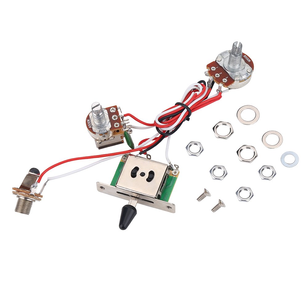 Dilwe Electric Guitar Wiring Harness Set - Prewired 3-Way Switch Kit with Metallic Pots | Premium Upgrade for Les Paul, SG, ES Guitars | Perfect for DIY Repairs & Tone Customization