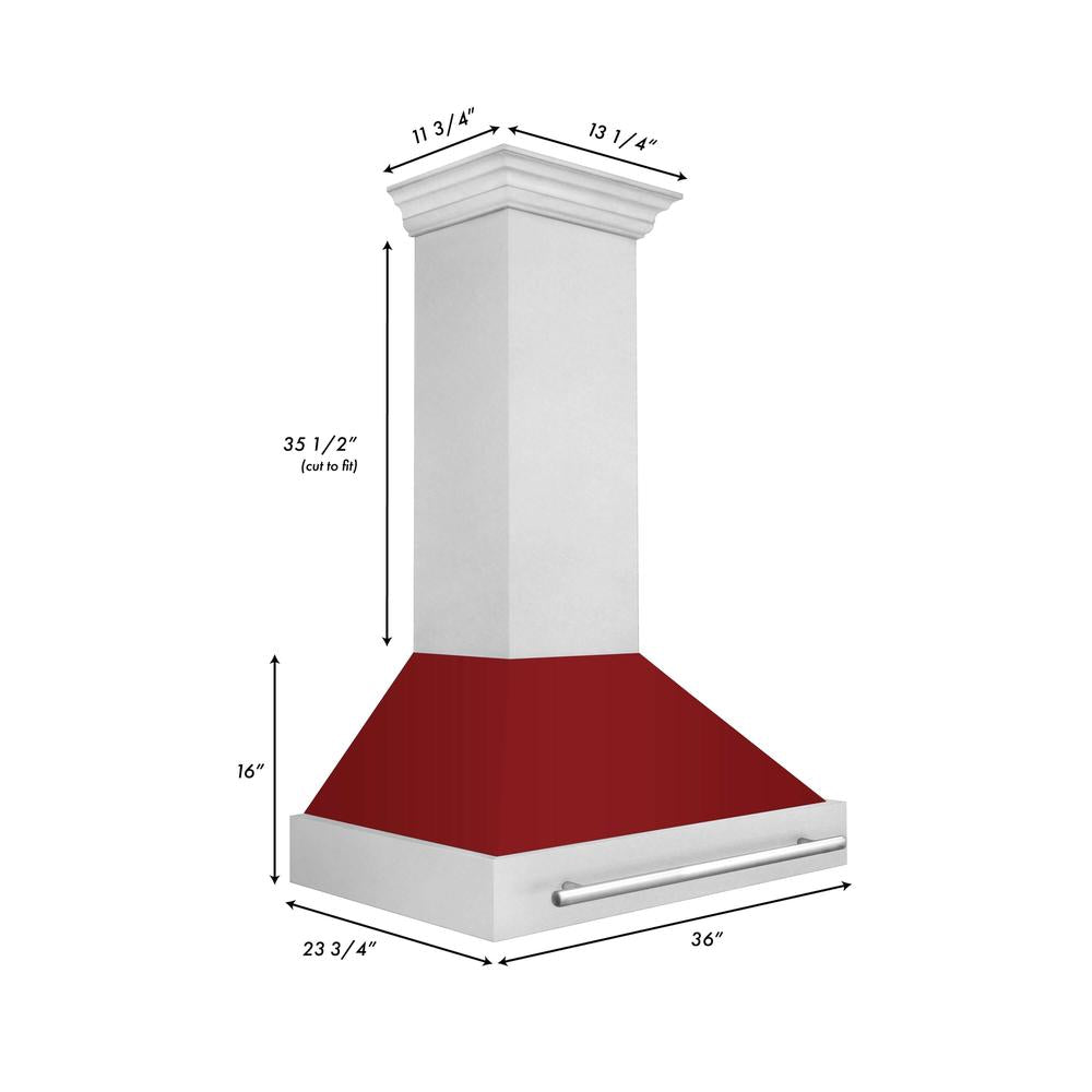 ZLINE 36 Inch Stainless Steel Wall Mount Range Hood with Satin Finish & Stainless Steel Handle (8654SNX 36) - Powerful Kitchen Ventilation for Gas Stoves & Cooking Areas