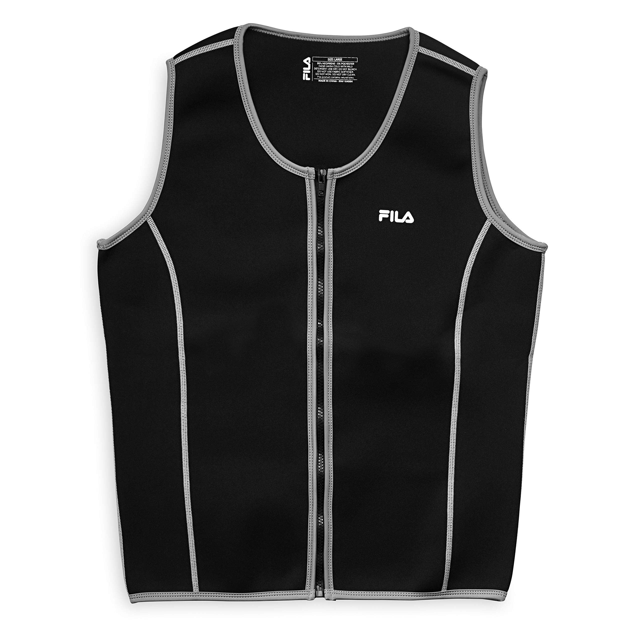 FILA Men's Neoprene Sauna Vest - Slimming Zipper Tank Top, Hot Sweat Suit Body Shaper for Workout & Weight Loss
