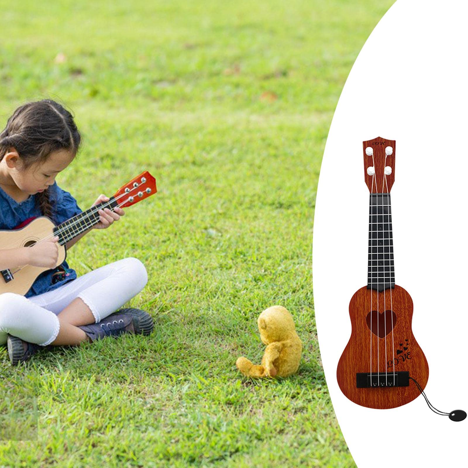Milageto Kids Ukulele Toy with 4 Adjustable Strings - Brown Mini Guitar for Boys & Girls | Musical Learning Instrument for Children | Perfect for Birthday Gifts, Classroom Activities & Family Music Time