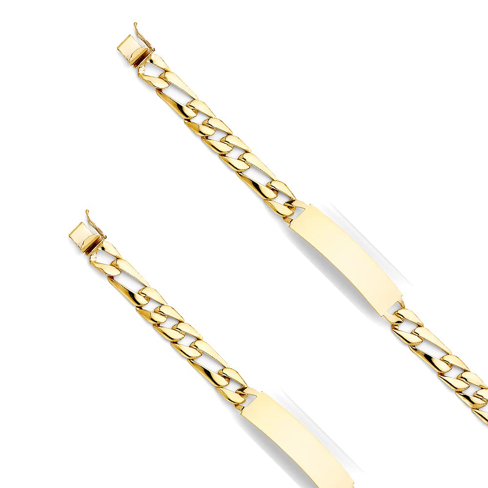14K Yellow Gold Cuban Link ID Bracelet - 8