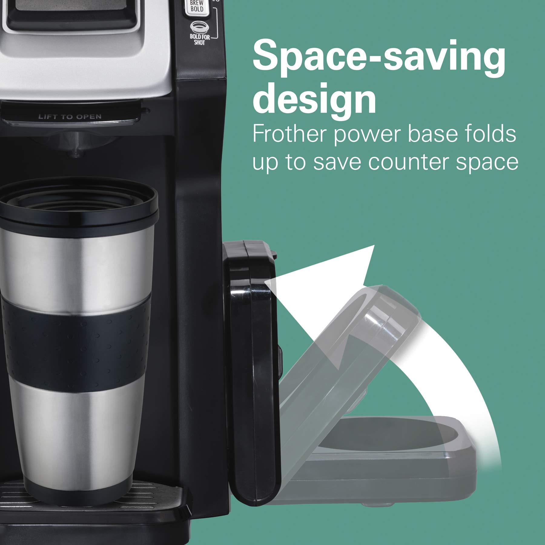 Hamilton Beach FlexBrew Single-Serve Coffee Maker with Milk Frother - Compatible with K-Cup Pods & Ground Coffee, 12oz Capacity, Black (49949) - Perfect for Home, Office & Small Kitchens
