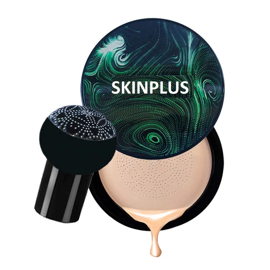 SKINPLUS 3-in-1 CC BB Cream Waterproof Foundation with Air Cushion Applicator - Long Lasting Full Coverage Makeup for Daily Wear & Special Occasions