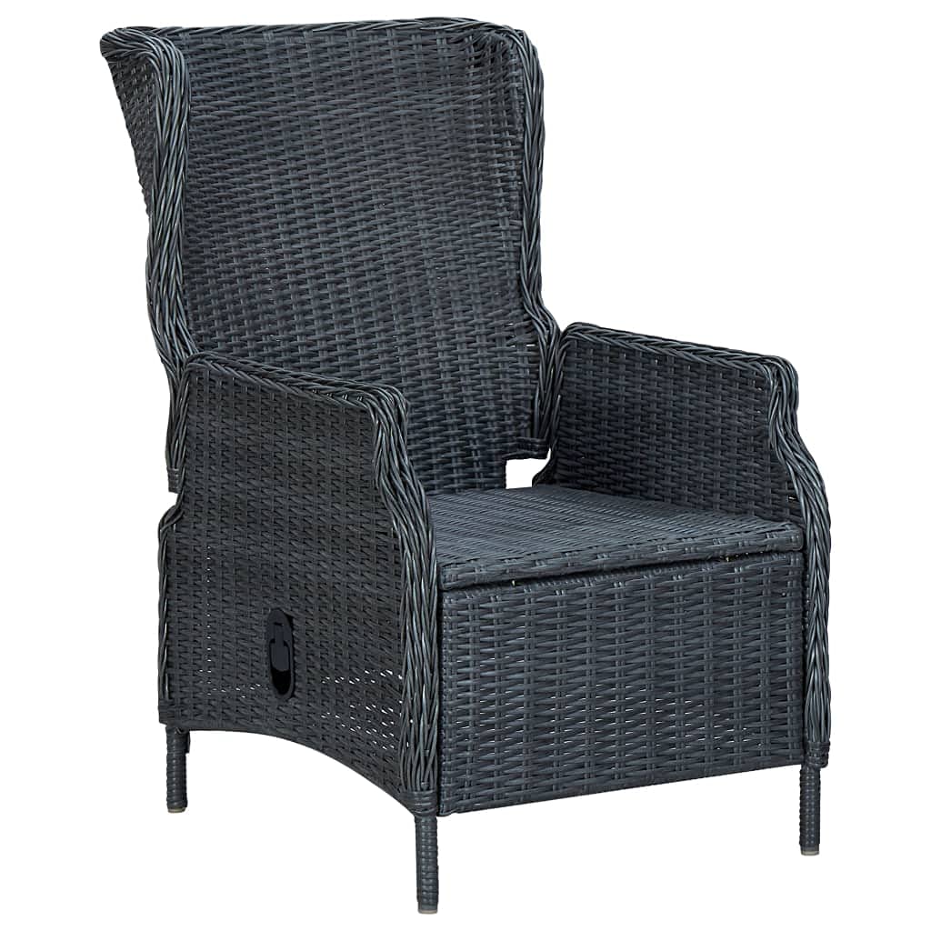 vidaXL 9-Piece Outdoor Patio Dining Set - Durable Poly Rattan Furniture with Reclining Chairs & Tempered Glass Tabletop - Black Cushions - Perfect for Garden, Backyard, and Poolside Entertaining