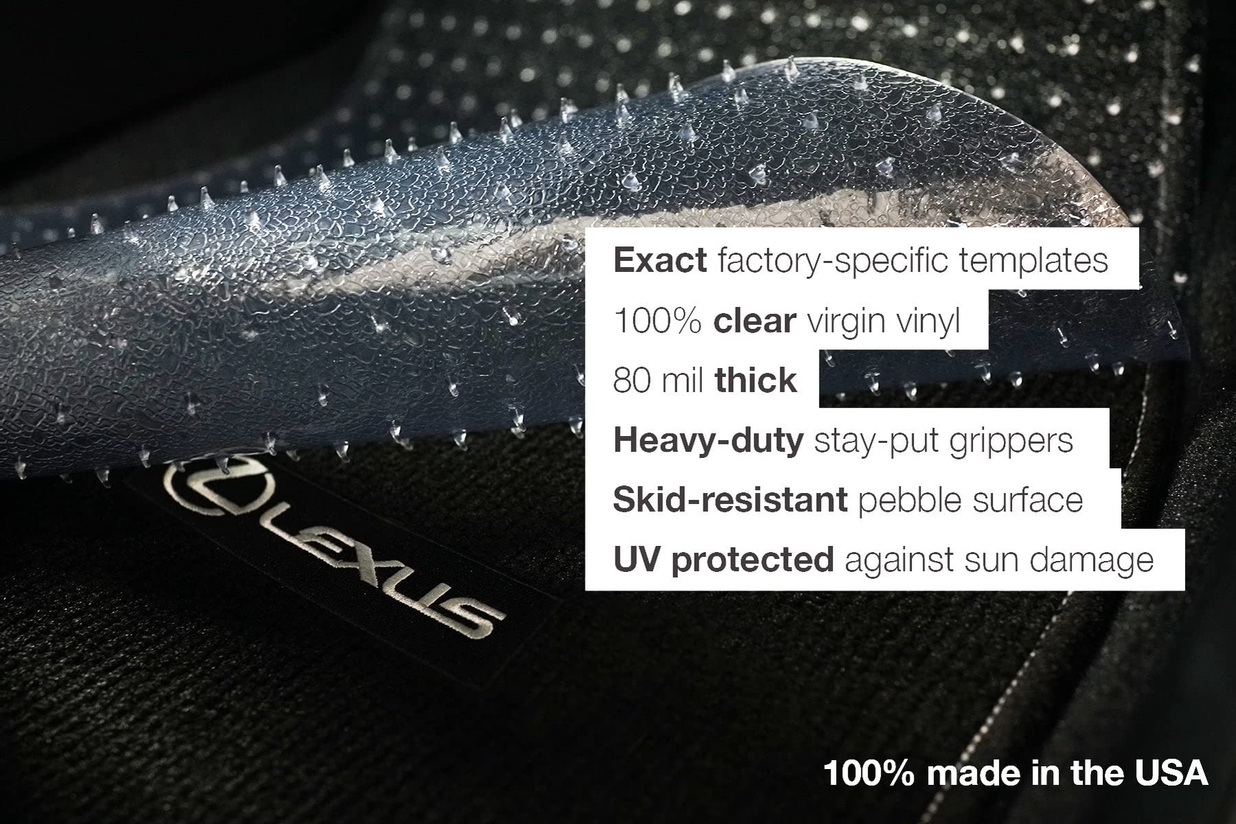 Premium Clear Floor Mats for Lexus RC 300 AWD (2016-2023) - 1st & 2nd Row Protection - USA Made Car Floor Liners - Perfect for All-Weather Use & Interior Protection