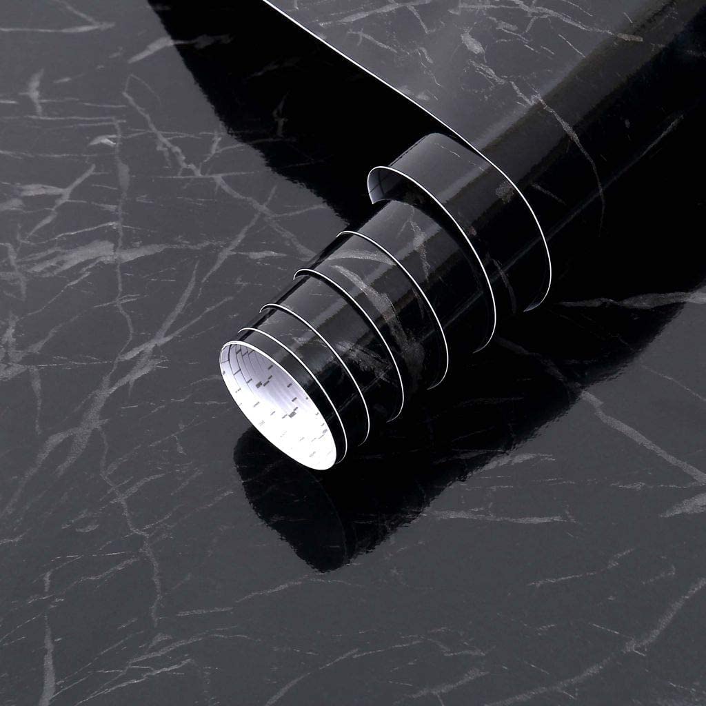 OM AKSHAR Heat-Resistant Peel and Stick Wall Stickers for Kitchen Countertops - Black Vinyl Contact Paper (2 Meters) - Perfect for Home Decor, Furniture Protection & DIY Kitchen Upgrades