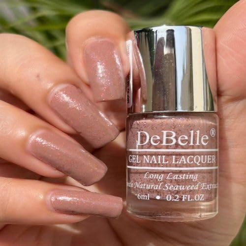 DeBelle Gel Glossy Finish Nail Polish - Long Lasting, Chip Resistant, Seaweed Enriched Formula | Non-UV, Toxic-Free & Cruelty Free | 6ml (Angelic Saira) - 7ml | Perfect for Manicures, Pedicures & Nail Art Designs