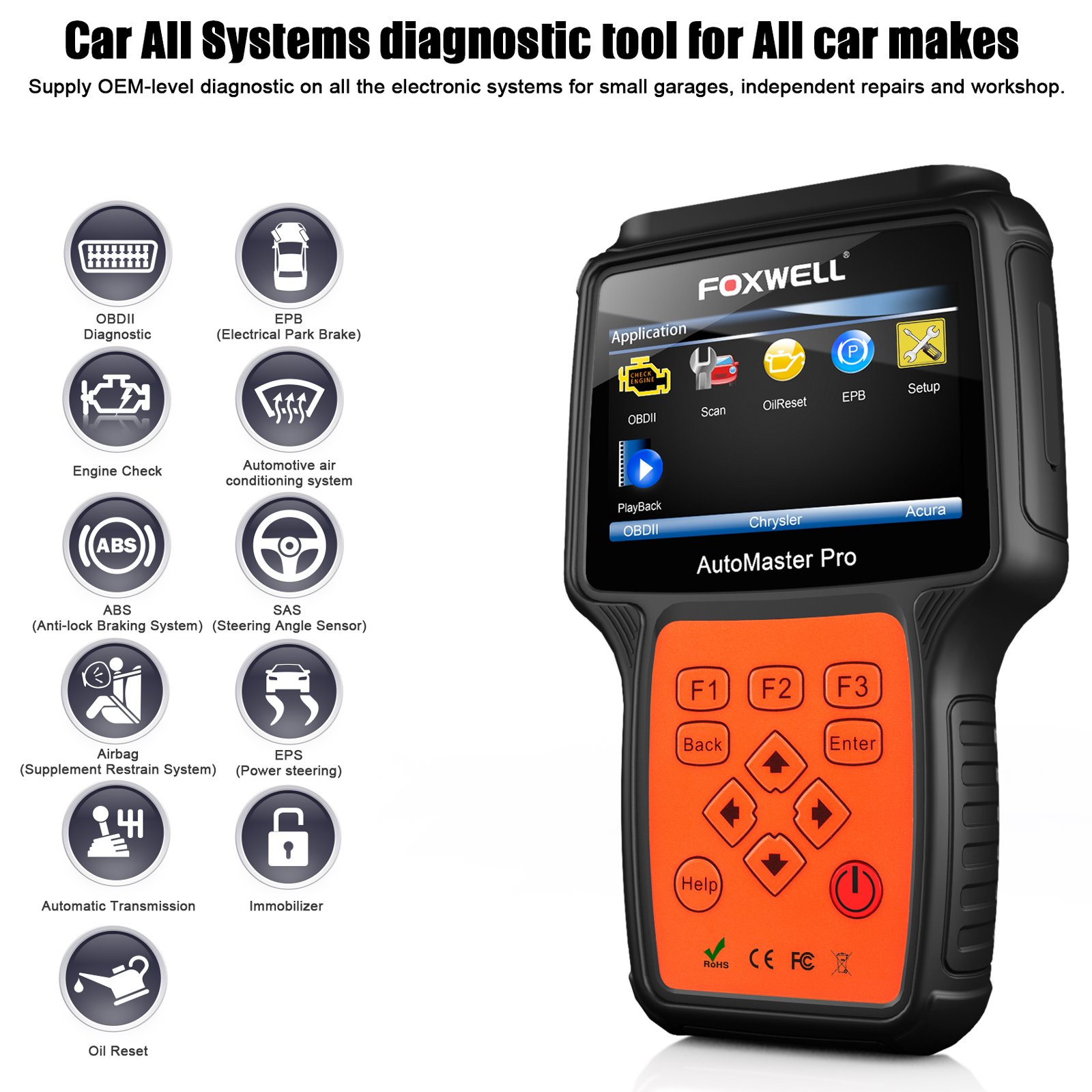 FOXWELL Professional OBD2 Scanner - ABS, Oil Light Reset, EPB Service, All-System Diagnostic Scan Tool for Cars & Trucks | CAN OBD II EOBD Code Reader | Perfect for DIY Mechanics & Auto Repair Shops