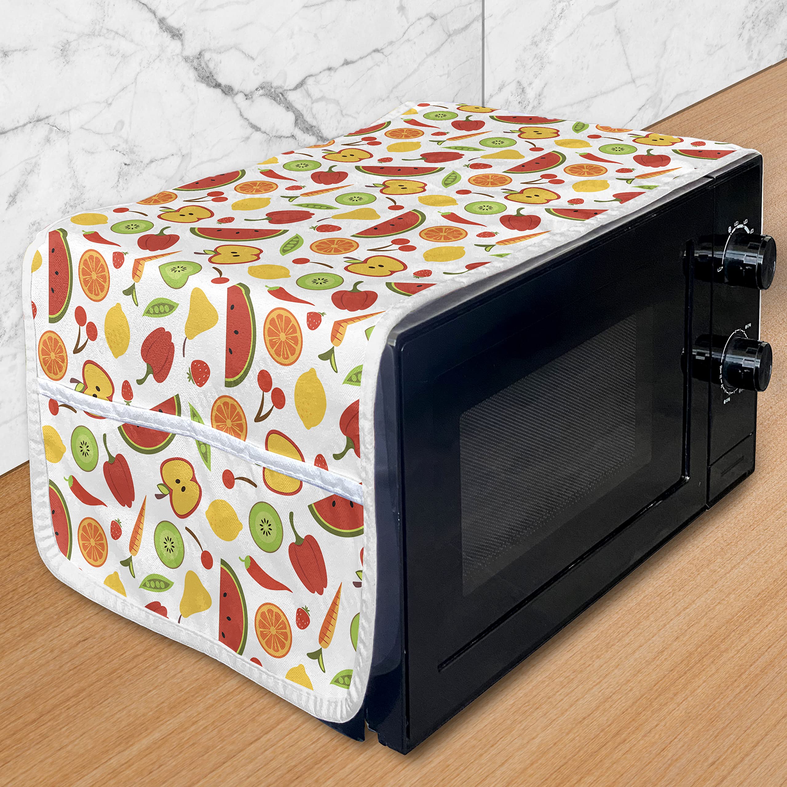 Ambesonne Microwave Oven Cover - Waterproof Kitchen Organizer with Pockets (36