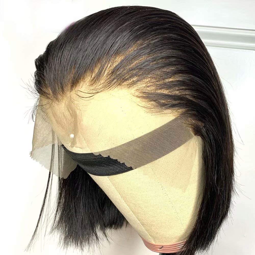 HD Transparent Lace Short Bob Human Hair Wigs - Pre Plucked 13x4 Lace Front Wig with 150% Density Brazilian Remy Hair - Natural Color 10 Inch Bob Cut for Women | Perfect for Daily Wear, Cosplay & Special Occasions