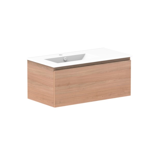 ADP Glacier Pro All Drawer Slim Vanity with Ceramic Top - Modern Bathroom Vanity with Storage for Small Spaces, Perfect for Apartments & Powder Rooms