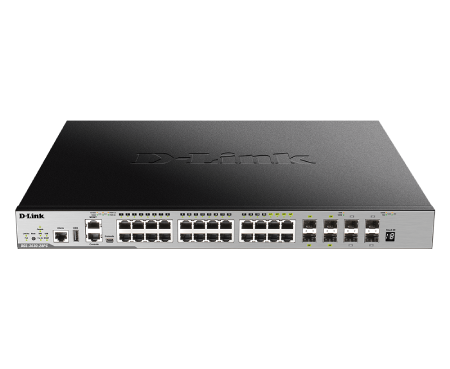 D-Link DGS-3630-28PC 28-Port Layer 3 Stackable Managed PoE Gigabit Switch - High Performance Network Switch for Office & Data Center Use - PRE ORDER ONLY