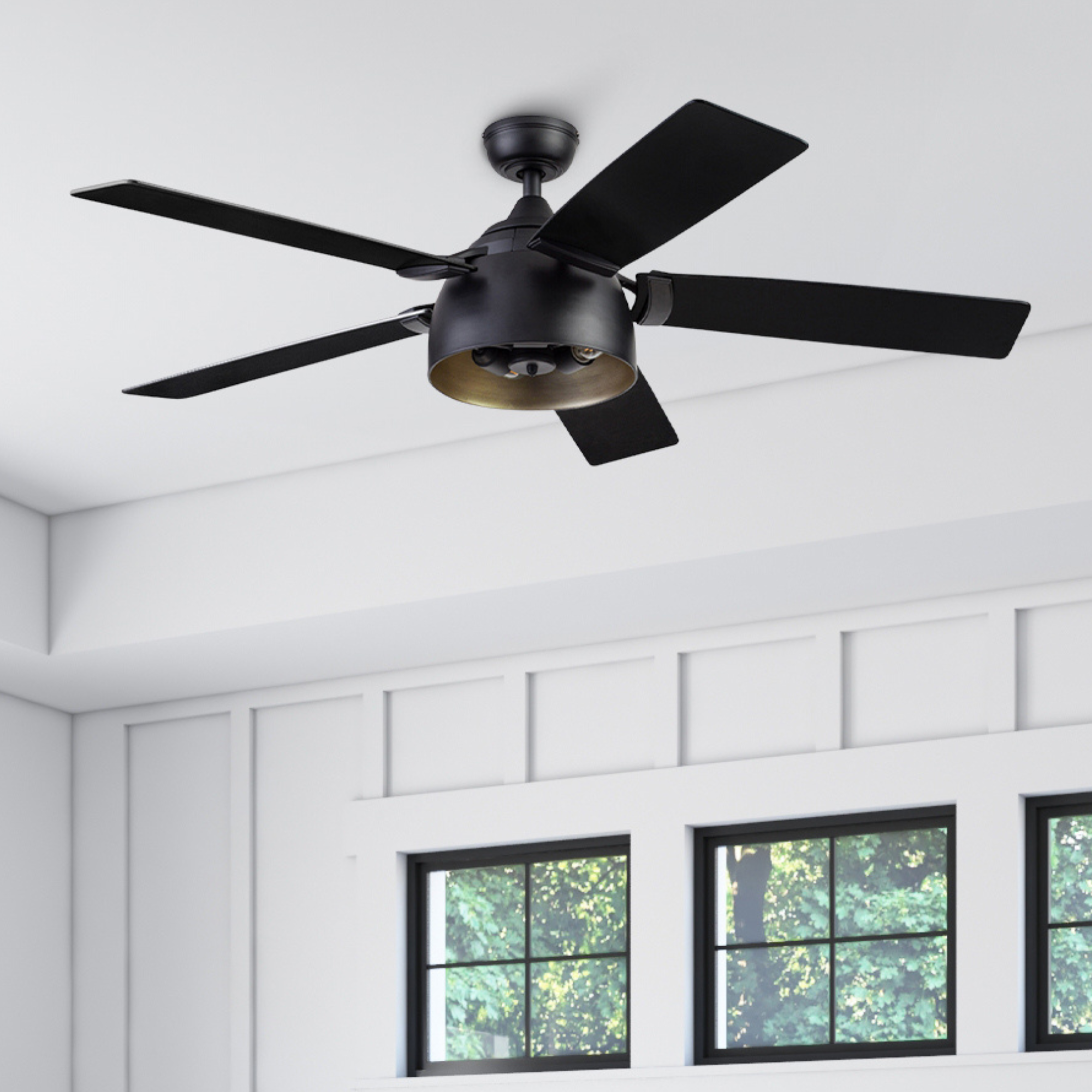 52 Inch Octavia Matte Black Ceiling Fan with Remote Control - Modern Cooling for Living Room, Bedroom & Outdoor Spaces
