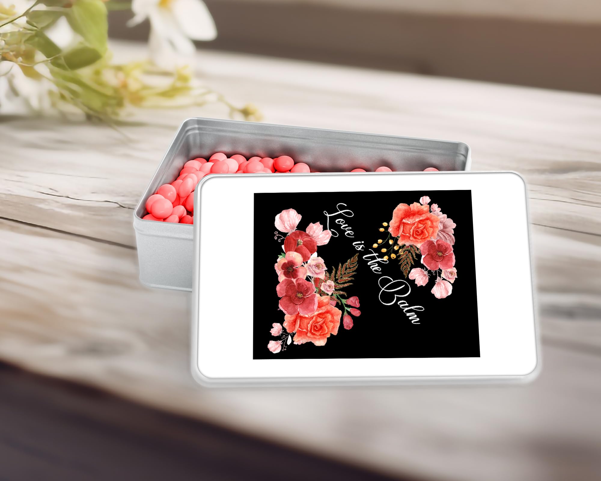 Elegant Red & Black Floral Wedding Lip Balm Labels - Custom Party Favor Stickers for Bridal Showers, Bridesmaid Gifts & Wedding Decorations - Perfect for DIY Wedding Favors, Bridal Party Gifts & Special Occasions