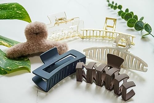BAKEFY - 6 Pack Large Claw Hair Clips for Women, Strong Hold Hair Clips for All Hair Types (Thick, Thin, Curly), Premium Hair Accessories for Ponytail, Bun & Updo Hairstyles - Perfect for Work, Gym, Party & Everyday Use
