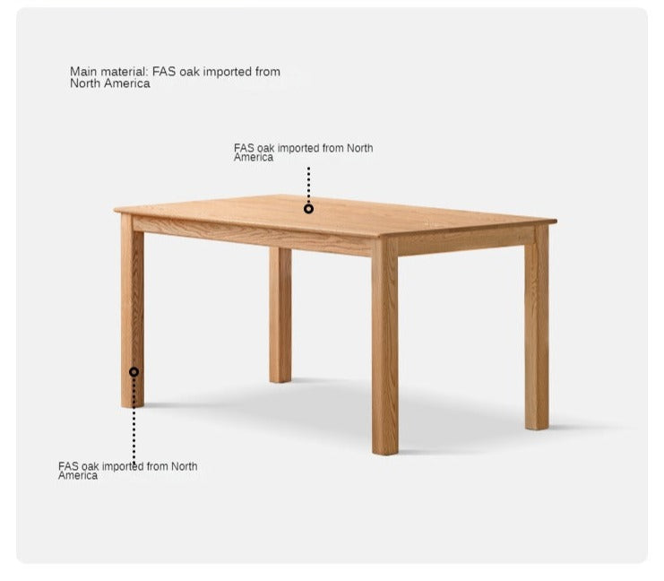 Solid Oak Wood Modern Dining Table - 6 Seater Rustic Farmhouse Style for Kitchen & Dining Room - Perfect for Family Gatherings & Dinner Parties