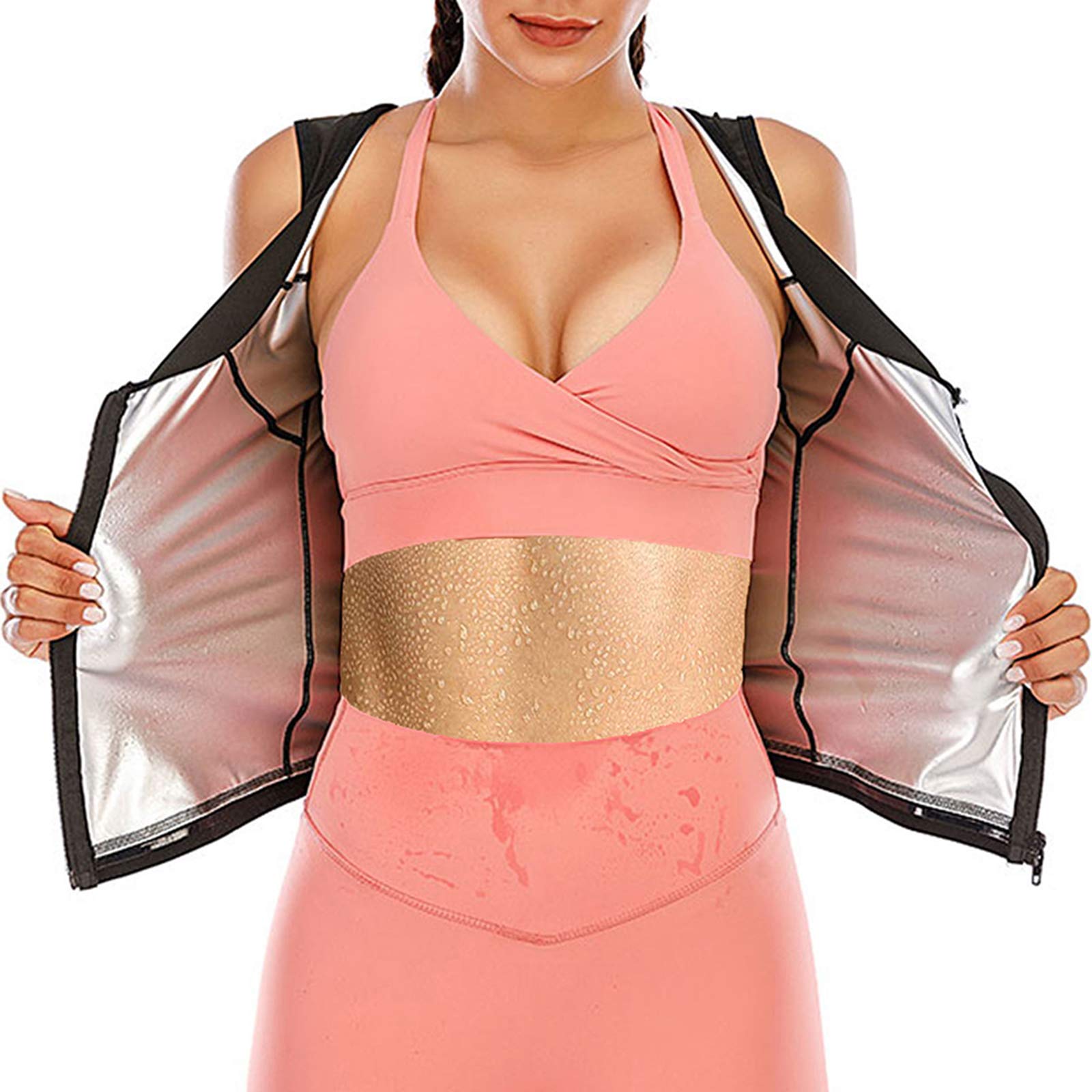 NK BEAUTY Sauna Vest for Women - Weight Loss Waist Trainer with Hot Polymer Technology, Body Shaper Slimming Workout Tank Top with Zipper - Perfect for Gym, Yoga & Home Fitness Routines