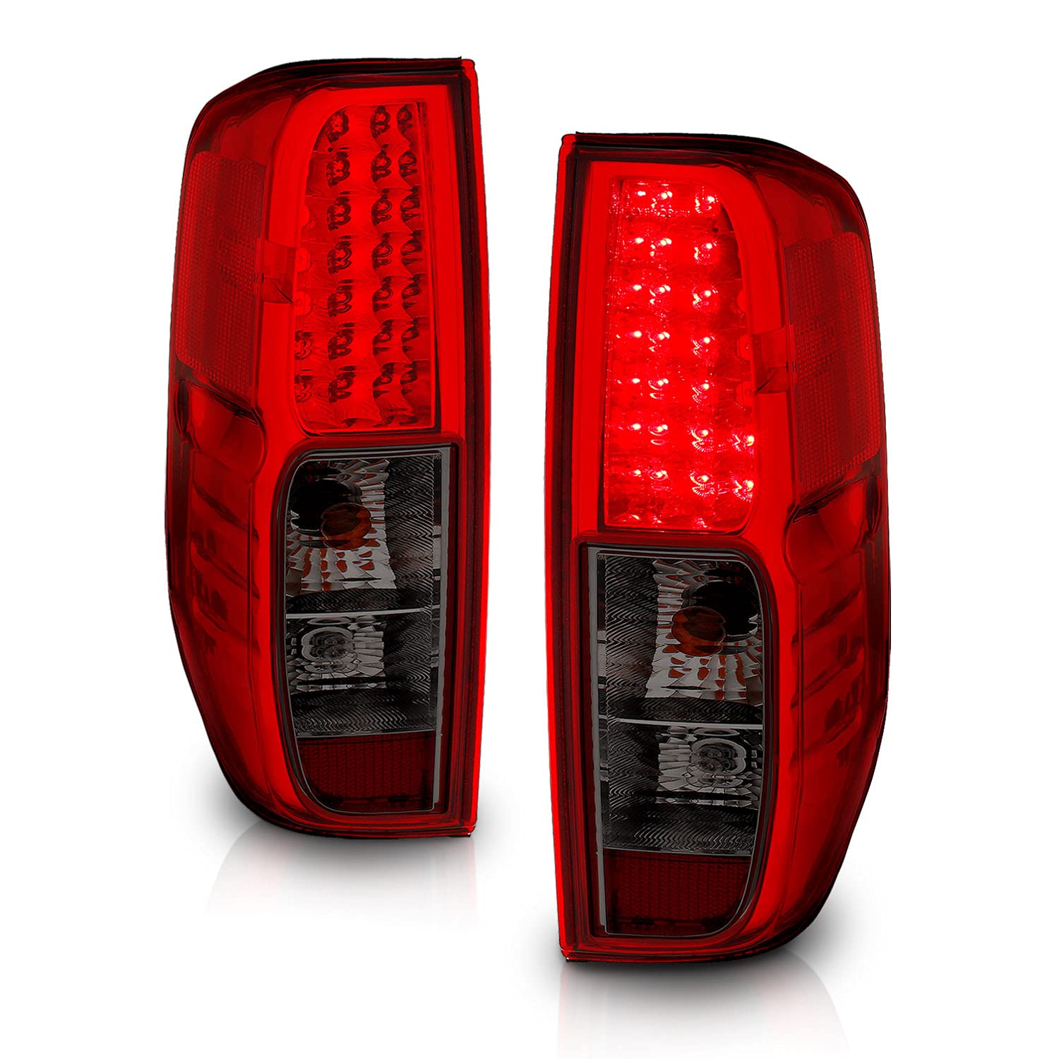 2005-2021 Nissan Frontier & 2009-2012 Suzuki Equator LED Brake Tail Lights Assembly Set - Smoke Red Lens (Pair) - Left & Right Side Replacement - Perfect for Night Driving & Enhanced Safety