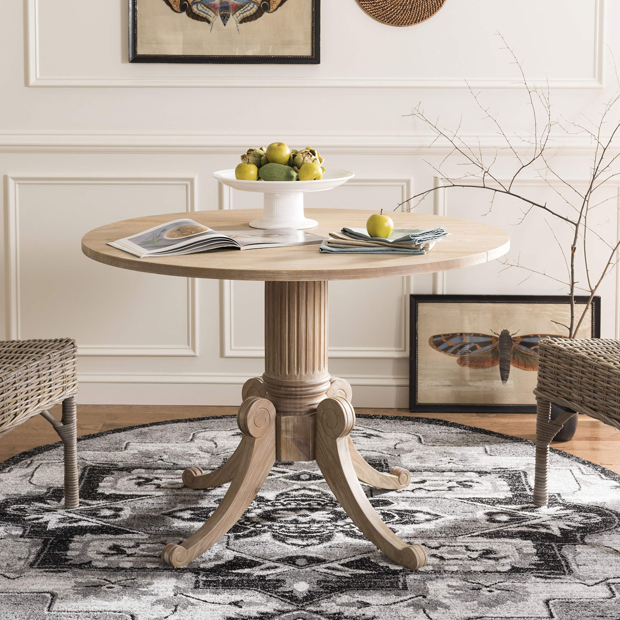 Safavieh Forest Traditional Rustic Drop Leaf Dining Table - Solid Wood Farmhouse Kitchen Table for Small Spaces & Cozy Dining Rooms