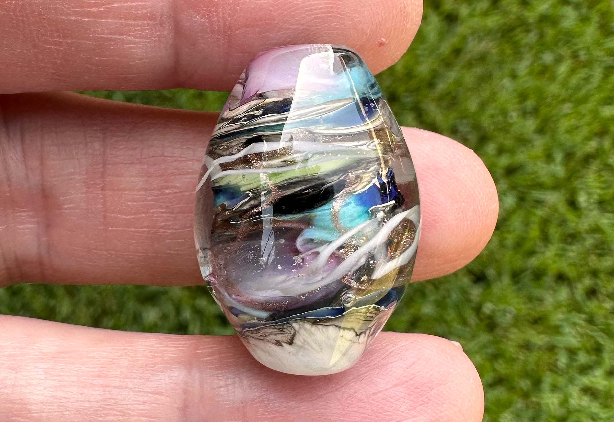 Dreamscape Swirl Lampwork Glass Focal Bead for Jewelry Making - Handmade Artisan Bead for Necklaces, Bracelets & DIY Crafts