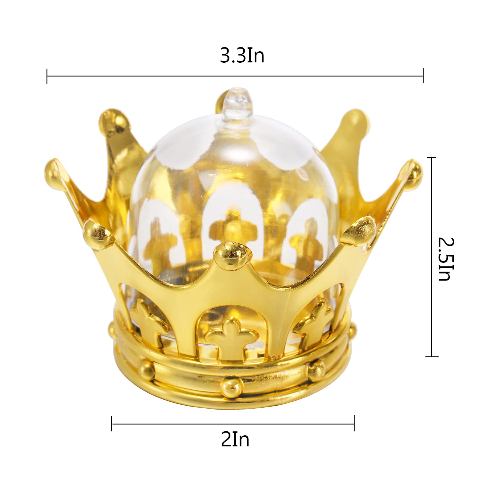 36 Pack Refillable Crown Candy Box with Dome - Decorative Fillable Candy Holder for Chocolates, Desserts, Baby Showers & Princess Birthday Parties - Perfect for Wedding Favors, Bridal Showers & Party Decorations