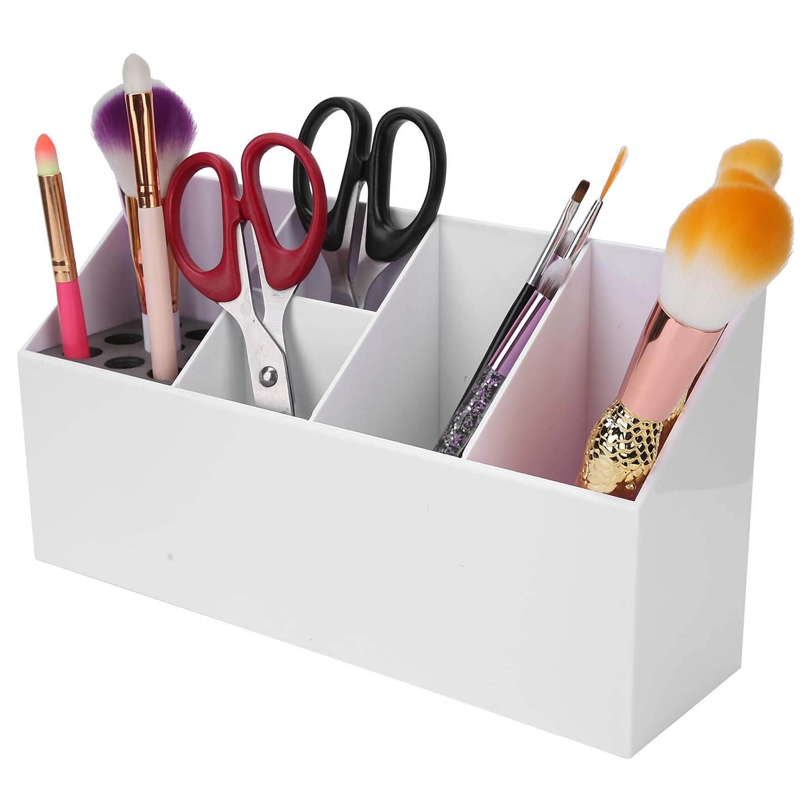 Professional Salon Scissors Organizer Rack - Hairdressing Tool Storage Box for Combs, Hair Clips & Scissors - White - Perfect for Hair Stylist Office & Home Salon Organization
