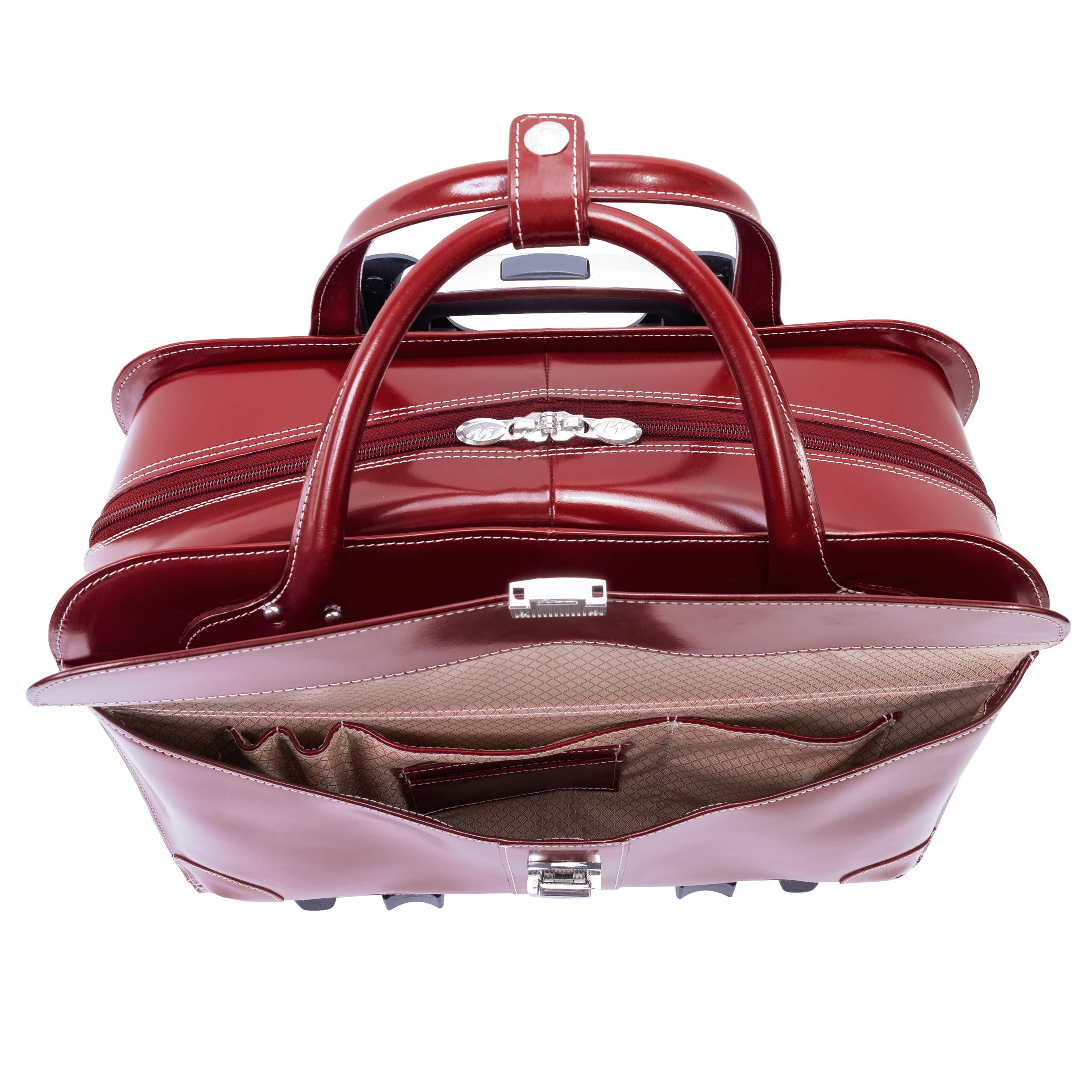McKlein 96616 Red Leather Laptop Rolling Briefcase - Professional Business Travel Carry-On with Wheels for Men & Women | Perfect for Office Commute, Business Trips & Air Travel