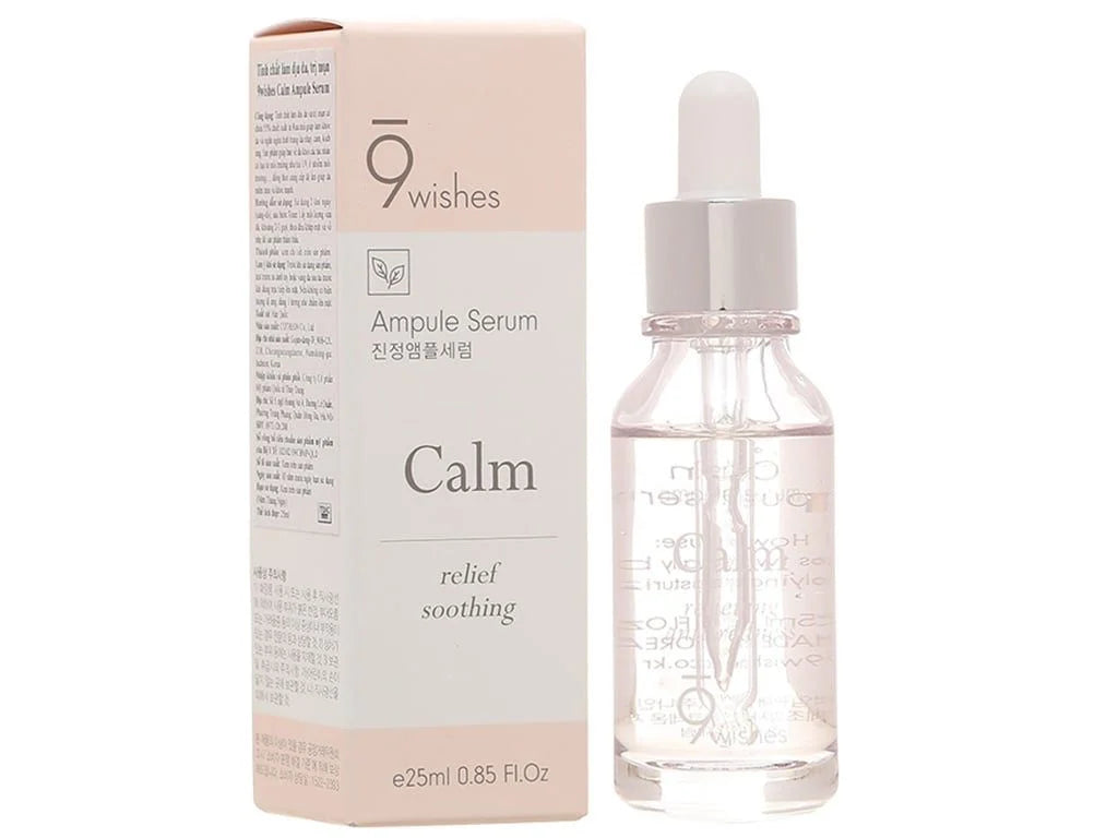 9Wishes Calm Ampoule Serum 25ml - Korean Hydrating Facial Essence for Sensitive Skin | Reduce Redness & Soothe Irritation | Perfect for Daily Skincare Routine & Post-Treatment Care