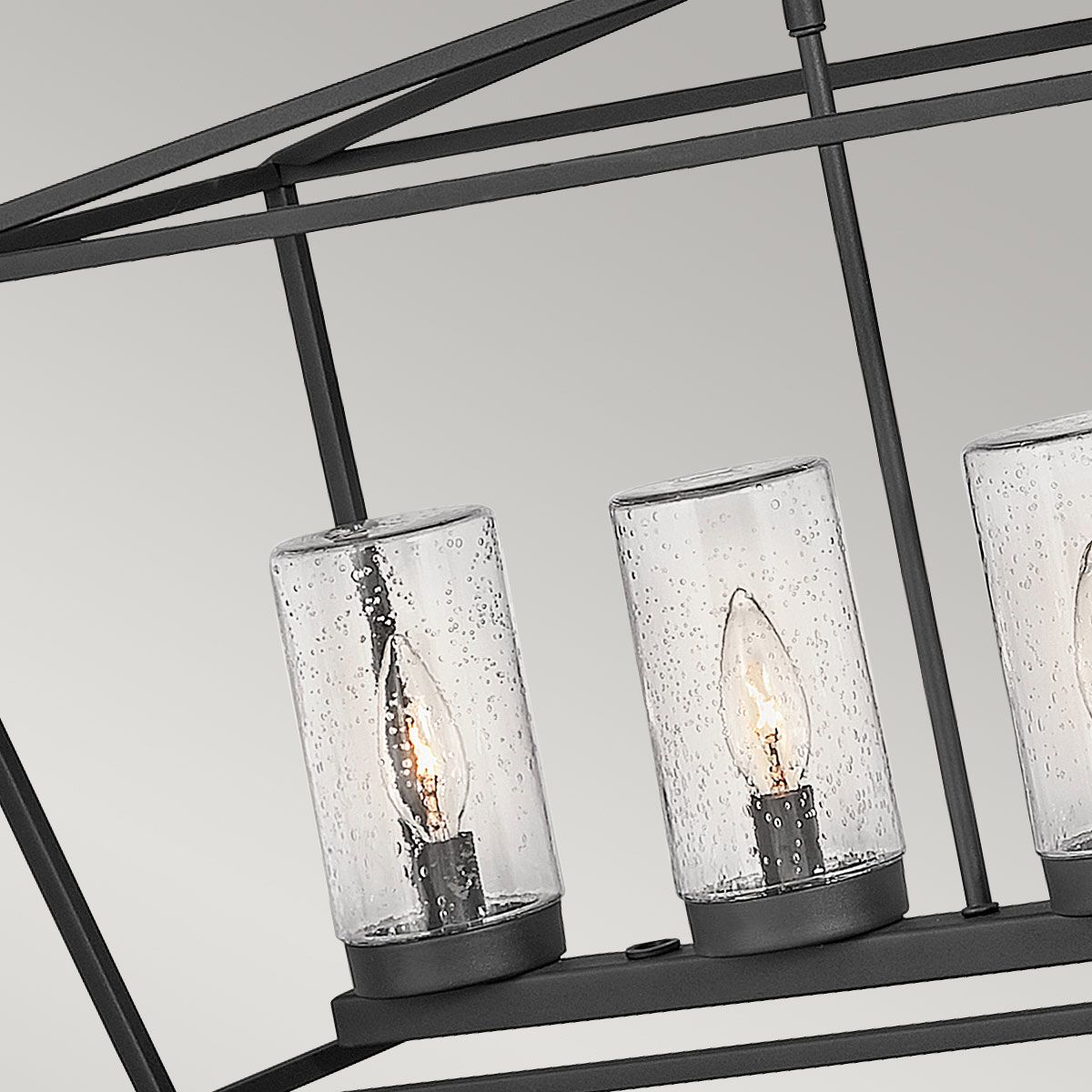Alford Place 6-Light Outdoor Linear Pendant Light Fixture - Museum Black IP44 E14 Bulb - Perfect for Patio, Deck & Garden Lighting