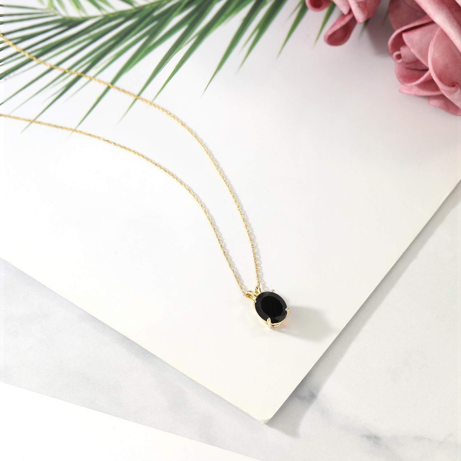 14K Yellow Gold 10X8MM Oval Birthstone Pendant Necklace for Women - 18 Inch Chain | Fine Jewelry Gift for Mom, Wife, Her | Perfect for Birthdays, Anniversaries & Special Occasions