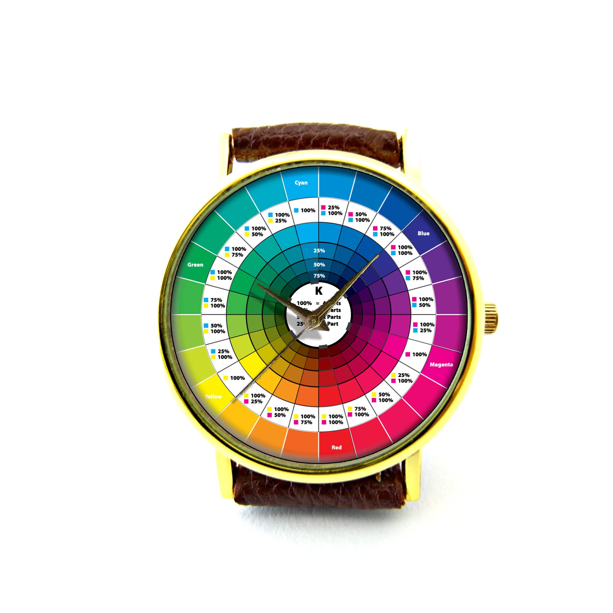 Color Wheel Watch - Handmade Genuine Leather Bracelet Watch for Men & Women | Stylish Fashion Accessory for Casual Wear, Office & Special Occasions