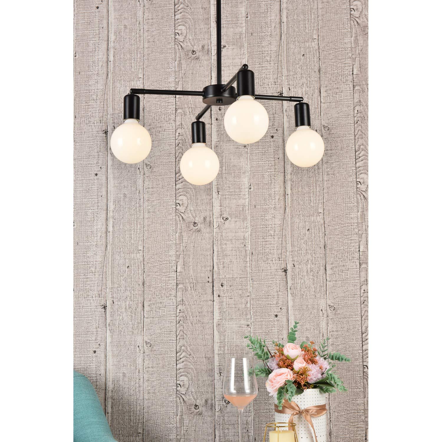 Modern 4-Light Black Pendant Lighting Fixture for Dining Room, Kitchen Island, or Entryway - Elegant Cairo Design